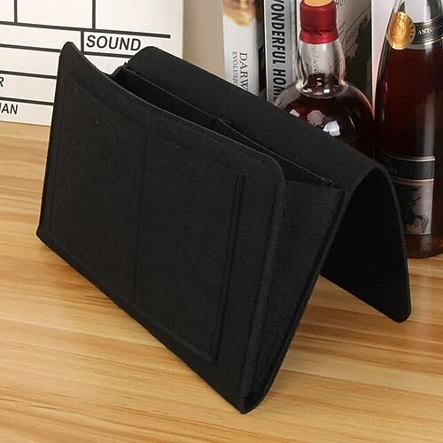 Aufbewahrungstasche mit Taschen, Hängeorganizer aus Filz, Nachttisch-Caddy, tragbare Aufbewahrungstasche für Bett, Sofa, Schreibtisch, hält wichtige Dinge griffbereit, ideal für Schlafzimmer, Wohnheim Image