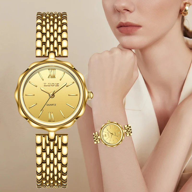 LIGE Luxus Elegante Quarzuhren für Frau Kleines Zifferblatt Mode Einfache Wasserdichte Uhren Stahl Klassische Frau Uhr Damen Geschenke Image