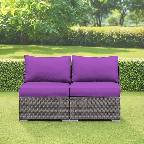 2-teilige wasserdichte Outdoor-Kissenbezüge für Ecksofas, wetterfeste graue PE-Rattan-Sitzgruppen, Outdoor-Zweisitzer, Terrassenmöbel für Balkon, Garten und Pool