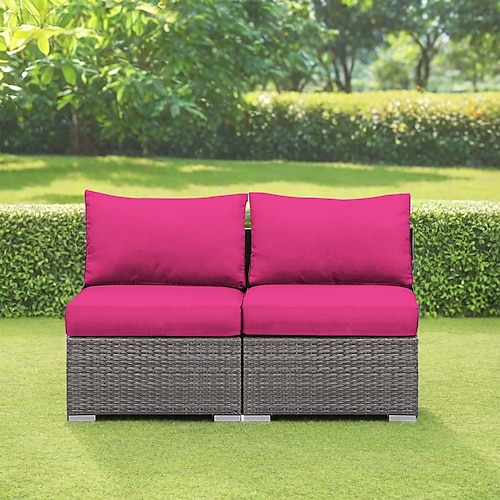 2-teilige wasserdichte Outdoor-Kissenbezüge für Ecksofas, wetterfeste graue PE-Rattan-Sitzgruppen, Outdoor-Zweisitzer, Terrassenmöbel für Balkon, Garten und Pool