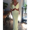 Damen Langes Kleid Maxikleid Abschlussballkleid Partykleid Cocktailkleid Mode Modern Party Besonderer Anlass Abendgesellschaft Normale Passform Einfach Kurzarm Schulterfrei Gelb Sommer