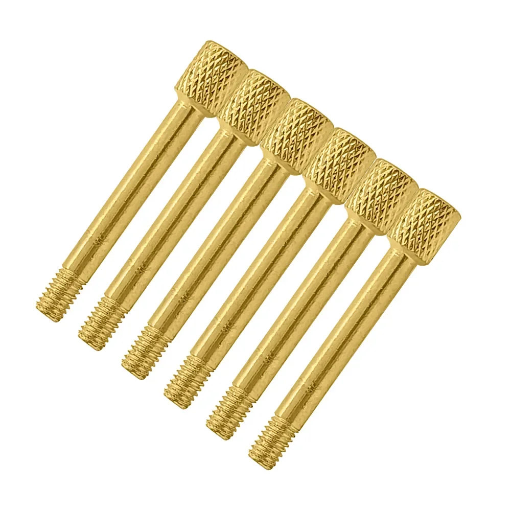 Messing E-Gitarre Tremolo Brücke Sattelklemme Saitenschrauben Schwarz 6 Stück Image