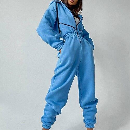 Damen Overall Sportbekleidungsset Einteilig Athleisure Herbst Langarm Thermowarm Winddicht Weich Fitnessstudio Training Sport Sportbekleidung Sportkleidung Einfarbig Schwarz Weiß Rosa