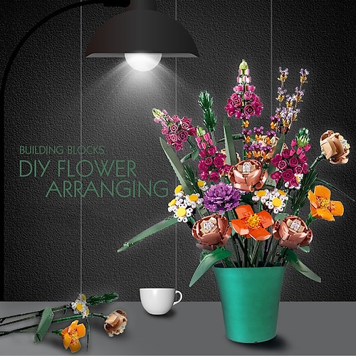 Weihnachtsgeschenke für Frauen Mom Her Valentinstagsgeschenk Kompatibel mit Le-go Rose Baustein Blumenornamente G5010 Baustein Schmetterlingsorchidee Bonsai Blumenstrauß Muttertagsgeschenke Image