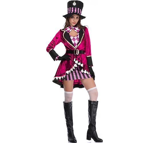 Buchwoche 2026 Alice im Traumland-Abenteuer Der verrückte Hutmacher Kleid Mantel Märchenfiguren Cosplay for Damen Erwachsene Halloween Karneval Welttag des Buches Leistung Pädagogisches Ankleiden Image