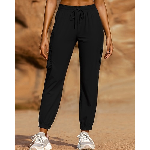 Damen Laufhosen Abgeschnittene Hose Sporthosen Kordelzug Tasche Unterteile Fitnessstudio Athleisure Sport Sommer Frühling Schnelltrocknend Atmungsaktiv Pilates Laufen Yoga Normale Passform Image