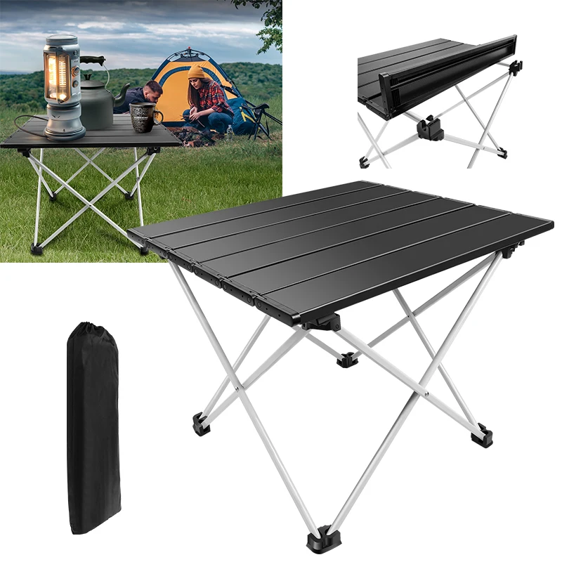 BRIEFNESS Tragbarer Klapptisch für Picknick-Camping im Freien, kompakter, leichter Garten- und Terrassentisch aus Aluminiumlegierung mit Tragetasche