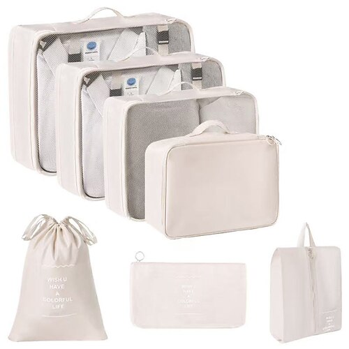 7-teiliges Packwürfel-Set für die Reise, langlebige und faltbare Gepäck-Organizer für Kleidung, Unterwäsche, Schuhe, Toilettenartikel, platzsparende und stilvolle Aufbewahrungslösung Image