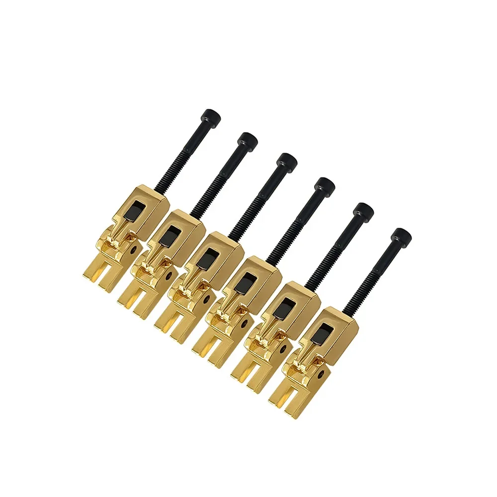 6 Stück E-Gitarre Doppelverriegelungssystem Locked String Sättel Tremolo Brücke Schwarz/Chrom/Gold Image