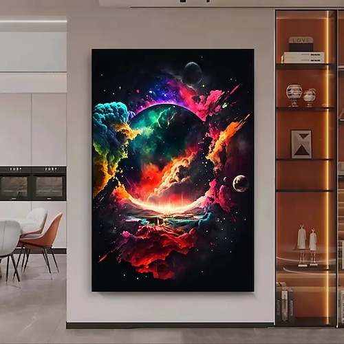 buntes Universum Leinwandplakat rahmenlose moderne Kunst für Schlafzimmer- und Wohnzimmerdekoration rahmenlos bemalt Image