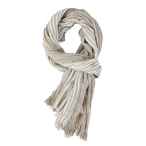 Gestreifter Baumwollschal für Herren – leichtes, weiches Tuch mit Fransen für Herbst und Winter, lässiger Schal im Vintage-Stil für Reisen, den Alltag und Outdoor-Aktivitäten Image