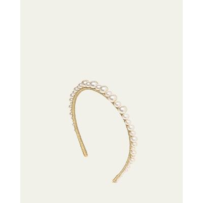 Jennifer Behr Belladonna Pearly Golden Silk Headband