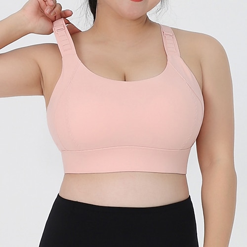 Damen Yoga-BH Panzer Pilates-BH Unterwäsche Hohe Wirkung Hohe Stützen Atmungsaktiv Bürgellos Gefüttert Einfarbig Sport Sportkleidung Schwarz Rosa Fitnessstudio Pilates Laufen Image