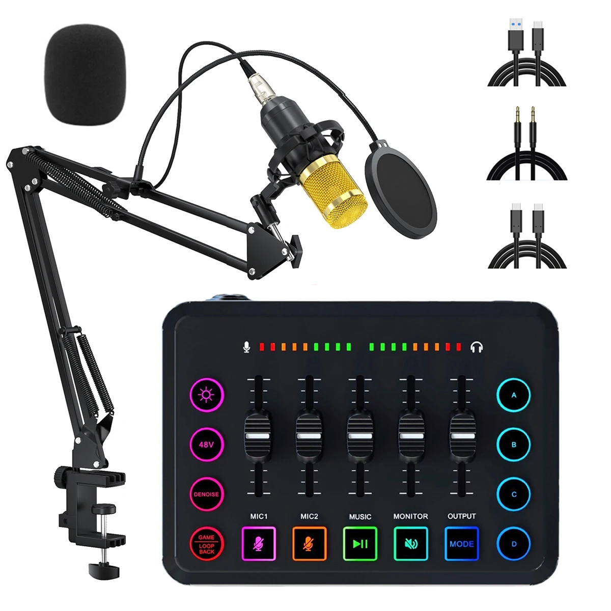 Live-Soundkarte mit Mikrofon, Webcast, Live-Übertragung, Audio-Mixer, Quipment, Podcast, Live-Streaming, kurzer Video-Ersteller für Spiele Image