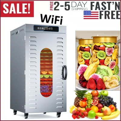 20-Tray WIFI Food Dehydrator Stainless Steel Quiet Visible Drying Process Energy Saving Dehydrator Commercial and Household