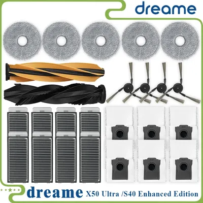 Original Dreame X50 Ultra / S40 Enhanced Edition Vakuumteile Hauptwalze Seitenbürste Hepa-Filter Mopptuch Staubbeutel Image