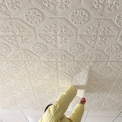 Waterproof and moisture-proof 3D stereo wall stickers self-adhesive living room ceiling bathroom anti-collision decoration Image