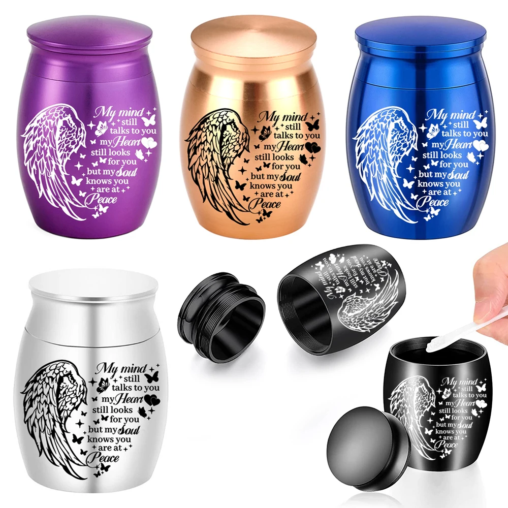 Flügel-Urnen für Asche, kleine persönliche Beerdigung, Feuerbestattungsurne, wunderschöne, friedliche, handgefertigte Gedenkurne, dekorativ Image