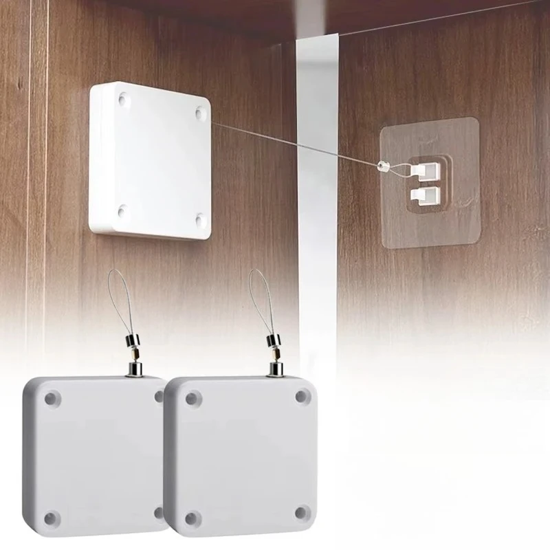 1/3/5PCS Freisprecheinrichtung Automatisches Türschließersystem Einstellbare Spannung Zugschnurstopper für Innentüren Fenster Image