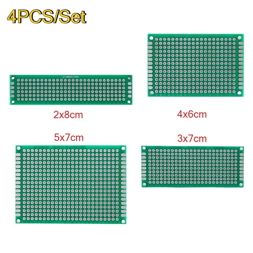 4 Teile/satz Doppelseitige PCB Kit 2x8cm 3x7cm 4x6cm 5x7cm grün Universal Experiment Platine DIY Protoboard Fiberglas Platte Image
