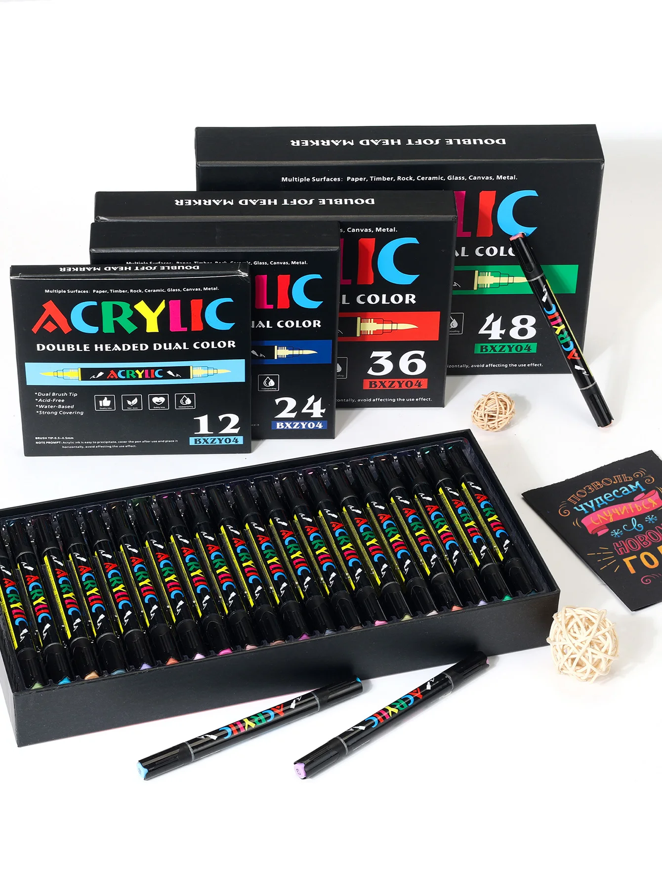 24/48/72/96/120 Farben 2in1 Doppelköpfiges Kunst-Acryl-Marker-Markierungsstift-Set zum Malen, Malbücher für den Schulanfang Image