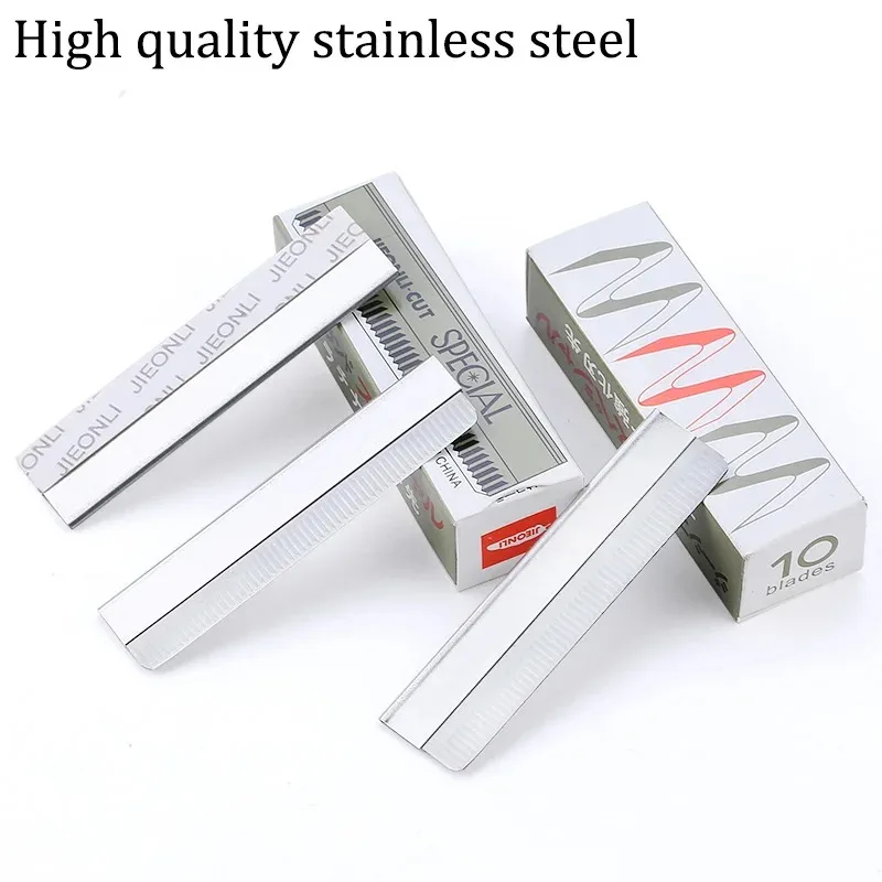 100 Teile/los Augenbraue Trimmen Professionelle Haar Schneiden Rasiermesser Messer MakeupTool Multi-funktion Sharp Feather Klinge Edelstahl Image