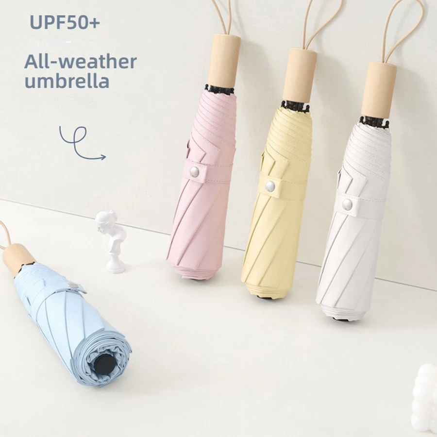 Ein Reise-Camping-Sonnenschirm mit Holzgriff und hohem ästhetischem Wert, Regenschirm im französischen Retro-Stil Image