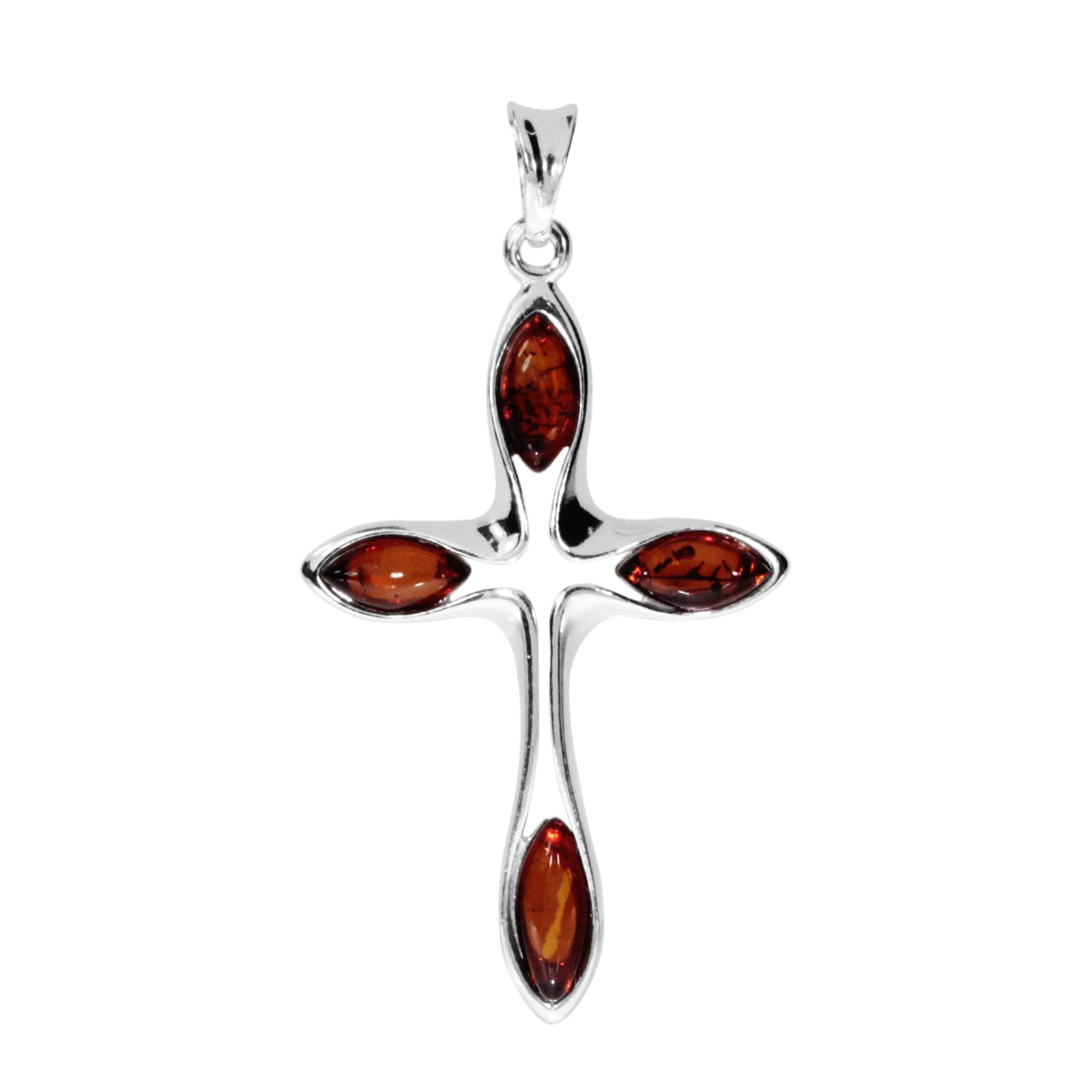 Kettenanhänger OSTSEE-SCHMUCK "Ostsee-Schmuck Anhänger Kreuz 38 x 24 mm", weiß, Schmuckanhänger, Damen, 46 x 24mm, Silber 925 (Sterlingsilber), 2,3 g, Kettenanhänger