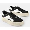 Plateausneaker BUFFALO "CAJO", Damen, Gr. 40, schwarz-weiß (schwarz, weiß), Lederimitat, sportlich, Schuhe, Schnürschuh, Halbschuh, Retro-Sneaker, Freizeitschuh zum Schnüren