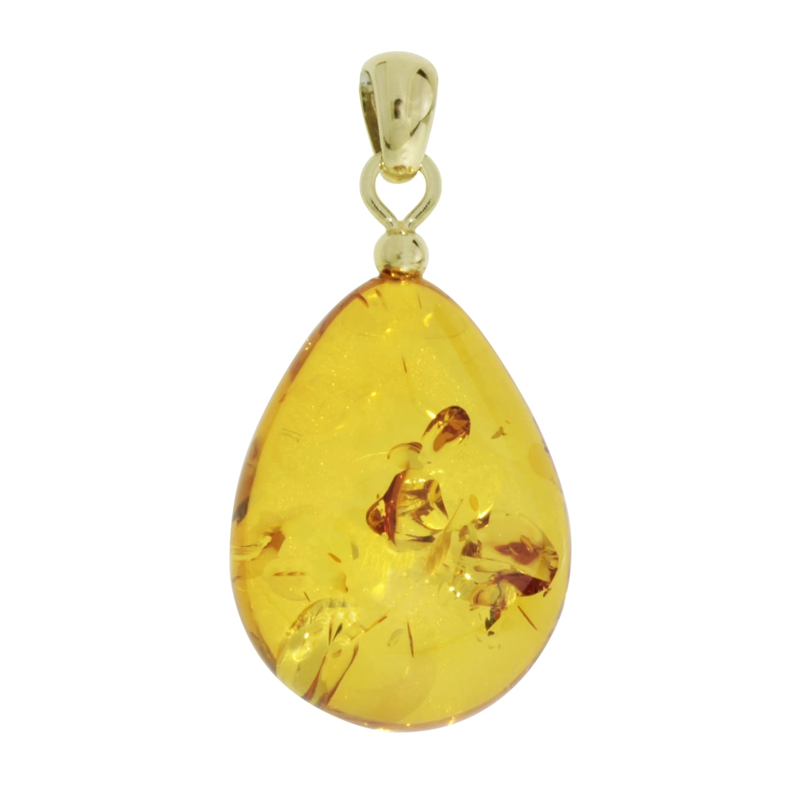 Kettenanhänger OSTSEE-SCHMUCK "Ostsee-Schmuck Anhänger", gelb, Schmuckanhänger, Damen, 32 x 14mm, Bernstein, 2,5 g, Kettenanhänger