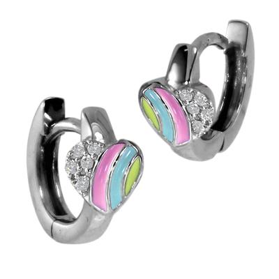 Paar Creolen OSTSEE-SCHMUCK "Ostsee-Schmuck Creole buntes Herz 6 mm Creole buntes Herz 6 mm", bunt, Ohrringe, Damen, 11 x 6mm, Silber 925 (Sterlingsilber) Image