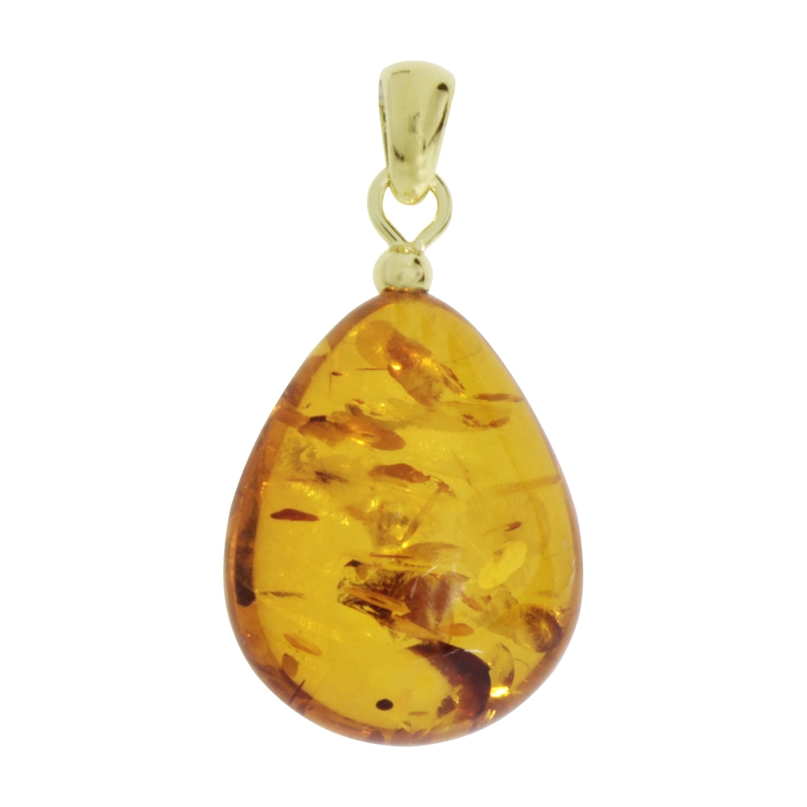 Kettenanhänger OSTSEE-SCHMUCK "Ostsee-Schmuck Anhänger", gelb, Schmuckanhänger, Damen, 32 x 14mm, Bernstein, 2 g, Kettenanhänger