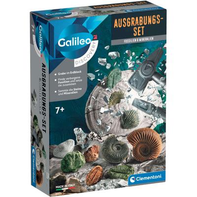 Experimentierkasten CLEMENTONI "Galileo Discovery, Ausgrabungs-Set Fossilien & Mineralien", bunt, Experimentierkästen, Kinder, Made in Europe