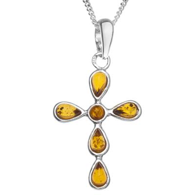 Kette mit Anhänger OSTSEE-SCHMUCK "Ostsee-Schmuck Kette mit Anhänger Kreuz Kette mit Anhänger Kreuz" Gr. 45, silber (silberfarben), Halsketten, Damen, 45cm, Silber 925 (Sterlingsilber), L: 42cm Image