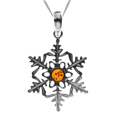 Kette mit Anhänger OSTSEE-SCHMUCK "Ostsee-Schmuck Kette mit Anhänger Schneeflocke" Gr. 60, silber (silberfarben), Halsketten, Damen, 60cm, Silber 925 (Sterlingsilber), L: 42cm Image