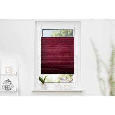 Plissee K-HOME "Klemmfix Pisa" Gr. 5, rot (bordeaux), B:80cm H:130cm, Obermaterial: 100% Polyester, Plissees, Crushed-Optik Image