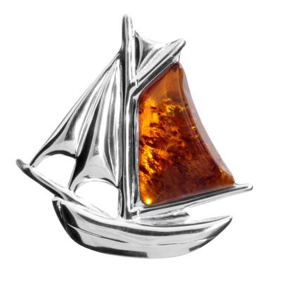 Brosche OSTSEE-SCHMUCK "Ostsee-Schmuck Brosche Schiff Brosche Schiff", weiß, Broschen, Damen, Silber 925 (Sterlingsilber) Image