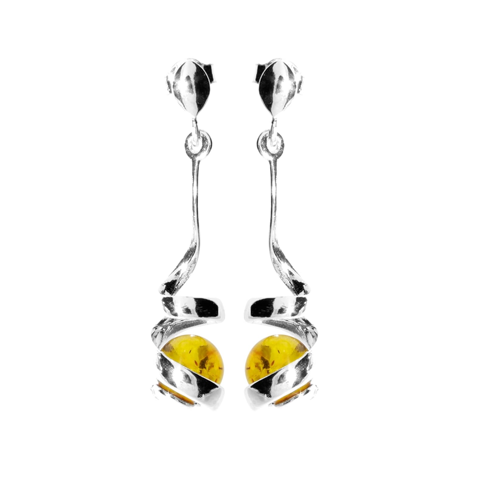 Paar Ohrhänger OSTSEE-SCHMUCK "Ostsee-Schmuck Ohrhänger Spirale Ohrhänger Spirale", weiß, Ohrringe, Damen, 40 x 10mm, Silber 925 (Sterlingsilber)