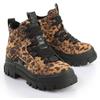 Schnürboots BUFFALO "ASPHA NC MID", Damen, Gr. 36, braun (braun, leo), Velourslederimitat, modisch, Schuhe, Trendboots, Stiefelette, Plateauboots im Leo-Look