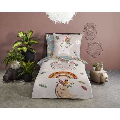 Kinderbettwäsche GOOD MORNING "Momo", beige (sand), B/L: 135cm x 200cm, , Microfaser, B/L: 80cm x 80cm, Microfaser, Obermaterial: 100% Polyester, Bettwäsche, Mikrofaser, 135x200, Pflegeleicht, Wendeoptik, Kind, Boho, Mond, Sand