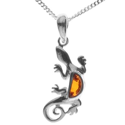 Kette mit Anhänger OSTSEE-SCHMUCK "Ostsee-Schmuck Kette mit Anhänger Echse Kette mit Anhänger Echse" Gr. 50, silber (silberfarben), Halsketten, Damen, 50cm, Silber 925 (Sterlingsilber), L: 42cm Image