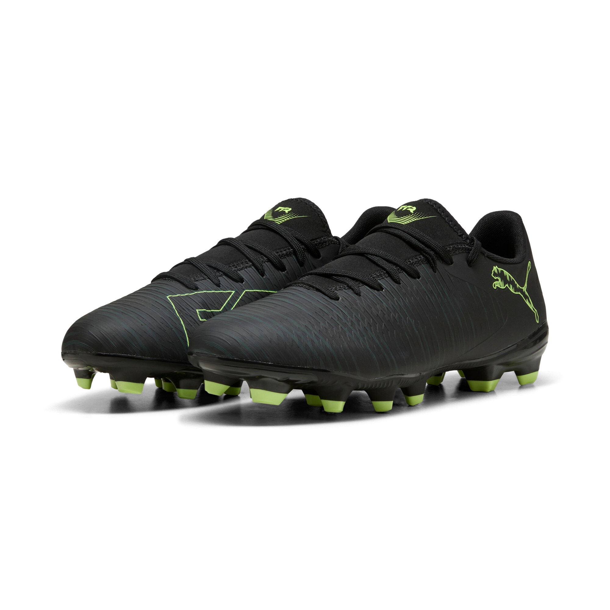 Fußballschuh PUMA "FUTURE 8 PLAY FG/AG", Damen, Gr. 43, grün (puma schwarz, fizzy light, grün terrain), Synthetik, Schuhe Fußballschuh, für Rasenplätze