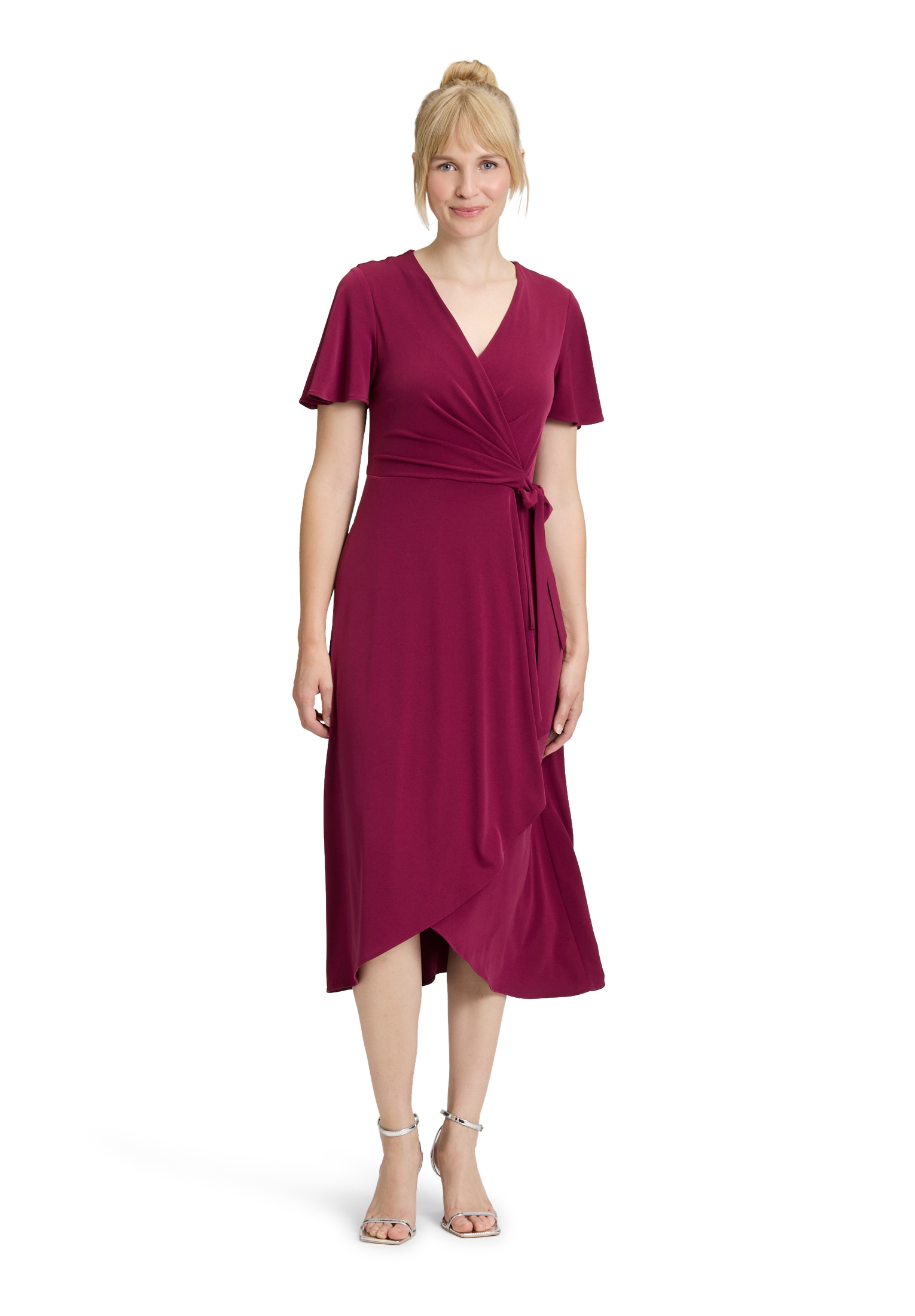 Jerseykleid VERA MONT "Damen Jerseykleid kurzarm", Damen, Gr. 38, Normalgrößen, rosa (sweet berry), Jersey, Obermaterial: 95% Polyester, 5% Elasthan. Futter: 100% Polyester., tailliert lang, V-Ausschnitt, Kleider Image