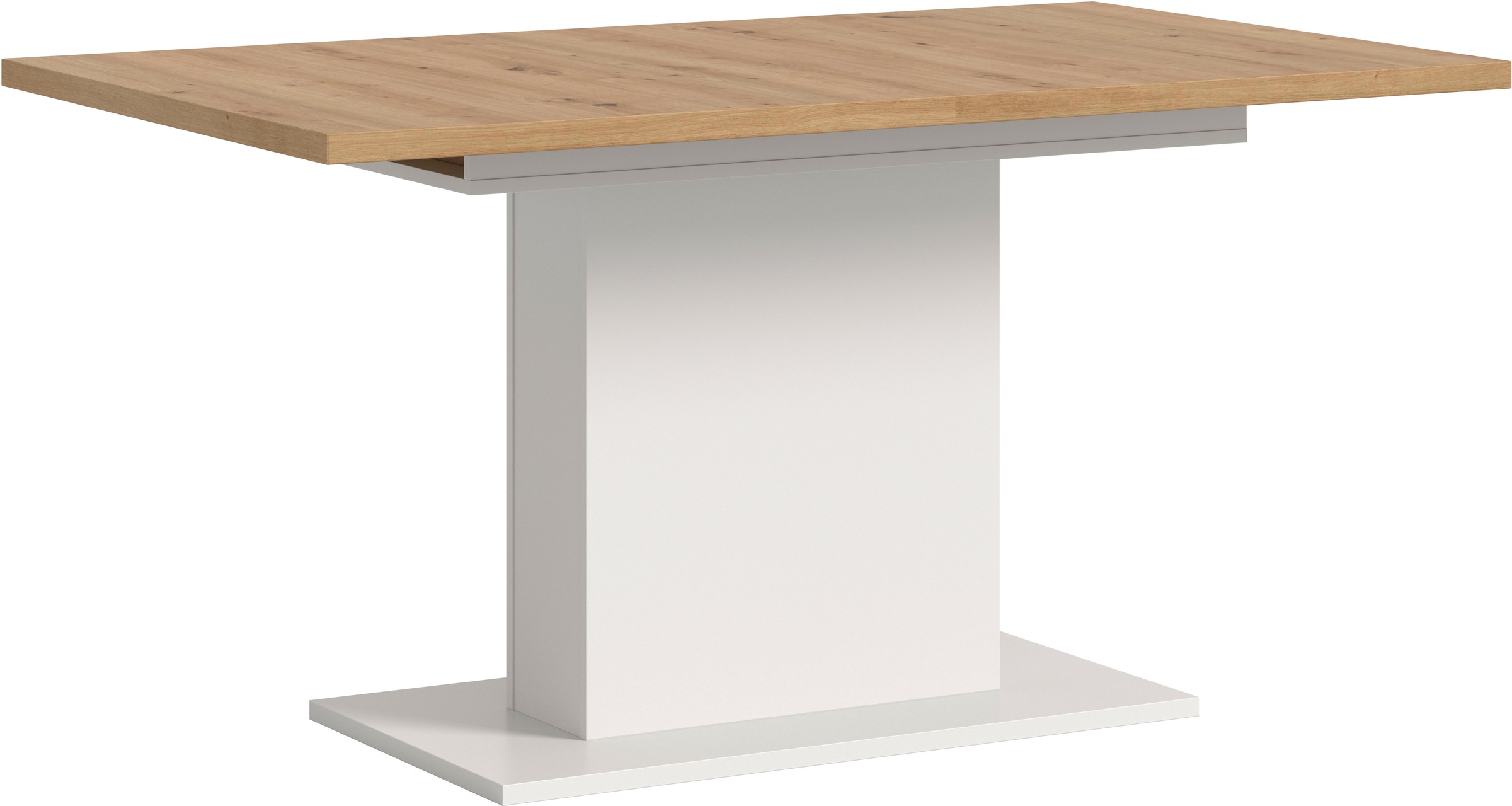 Esstisch INOSIGN "Motus, ausziehbar 150 -190 cm, inklusive 40 cm Einlegeplatte", weiß, artisan oak nachbildung, weiß nachbildung, artisan oak nachbildung, B:150cm H:76cm T:90cm, Tische, Esstisch, Säulengestell mit Bodenplatte, Tisch, Küchentisch,...