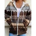 Veste à capuche à sweat-shirt pour femmes à manches longues hoodie zippé avec poche léger décontracté micro-élastique oversized géométrique rayée actif vintage sports à cordon rouge bleue violette