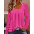 Femmes Chemise Chemise en Dentelle Couleur Unie Graphique Uni Élégant ancien Classique manche longue Col carré Hauts Réguliers Quotidien Sortir Vêtements de vacances Imprimé Blanche Jaune Rose Bleu