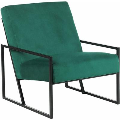 Beliani - Sessel Smaragdgrün Samt mit Schwarzem Metallgestell Niedrige Armlehnen Modern Relaxsessel Image