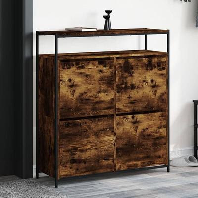 Schuhschrank mit 4 Klappen Räuchereiche 100x34x112 cm Vidaxl 856453 Image
