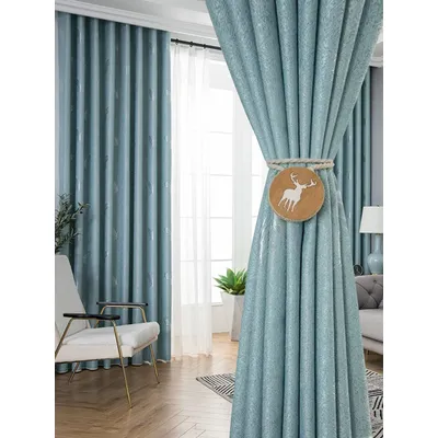 Blue Blackout Curtains, Bedroom, Living Room, Hanging Sunshade