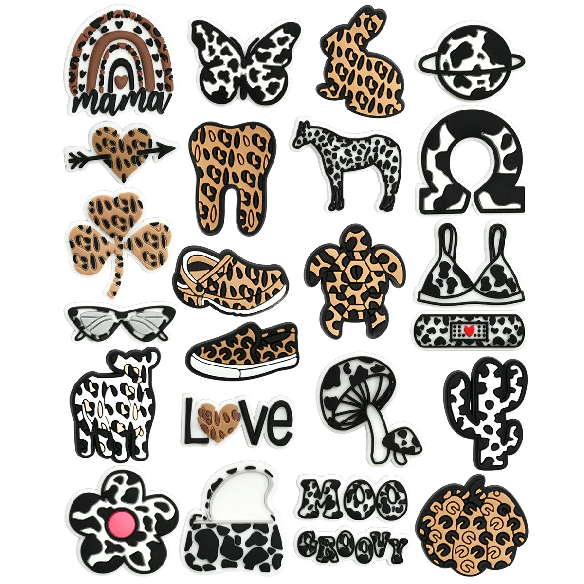 Breloques de chaussures pour Crocs, accessoires de chaussures imprimé léopard, breloques pour décorations croco, épingles, accessoire pour hommes, jean, sabots pour femmes, Clips Badg